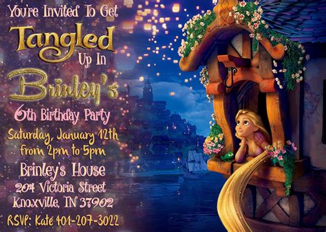 Tangled Invitation Rapunzel Invitation Tangled Invite Etsy