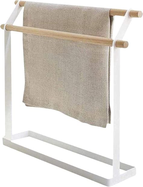 Freestanding Towel Rack 2 Layer Stainless Steel And Wood Drying Towel