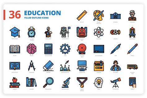 36 Education Icons X 3 Styles Icons ~ Creative Market