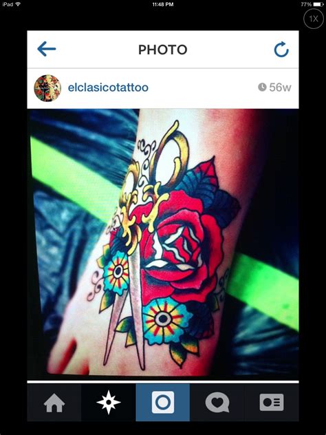 Rose Scissor Tattoo Cosmetology Tattoos Hairstylist Tattoos Rose