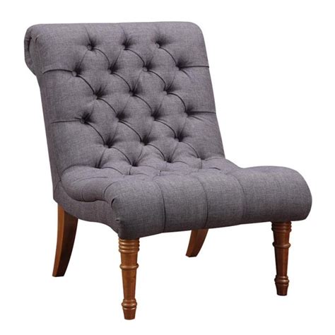 Armless Tufted Back Accent Chair Oatmeal In 2021 Accent
