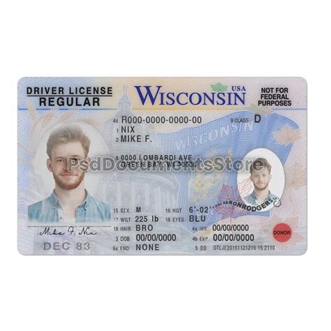 Wisconsin Driver License Template Psd Psd Documents Store
