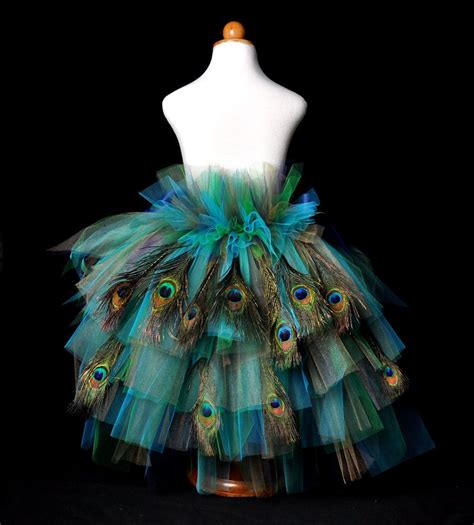 Peacock Feather Bustle Tutu Halloween Costume Pageant Dance Recital Girls Sizes 5 6 To 12