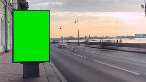 Billboard With A Green Screen On The Busy Roadway Stock Video Footage