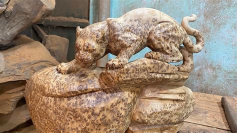 Sculpting A Leopard On The Mountain Tuan Wood Carvings Youtube
