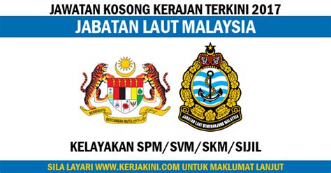 Untuk maklumat syarat lantikan/gaji/skim perkhidmatan boleh diperolehi melalui pautan berikut : Jawatan Kosong Kerajaan 2017 di Jabatan Laut Malaysia ...