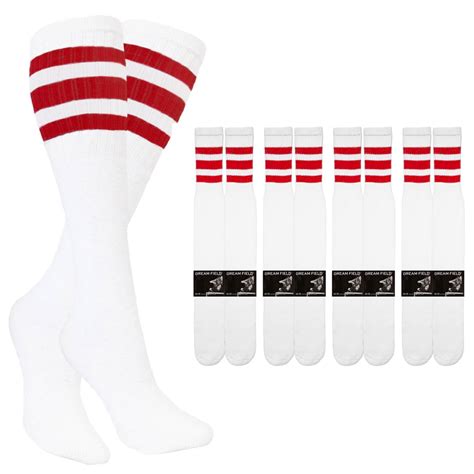 Dreamfield 4 Pairs Knee High White Tube Socks Long Athletic Cotton