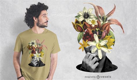 Flowers In Head Psd T Shirt Design Psd Editable Template