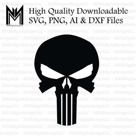 Punisher Skull Svg Png Ai And Dxf Files For Commercial And Etsy