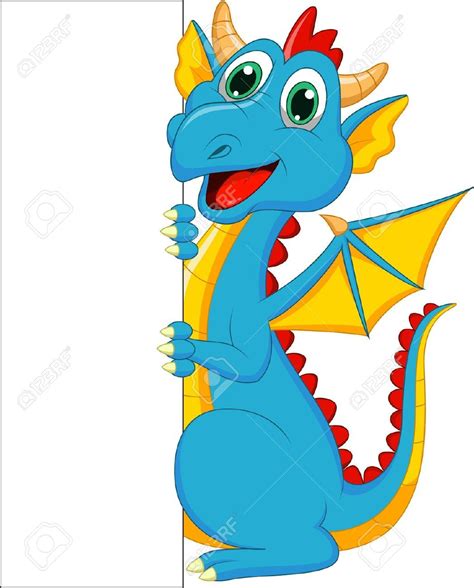 Cute Dragon Cartoon With Blank Sign Cute Dragons Kids Frames Dragon