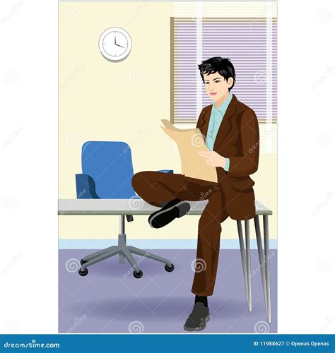 Businessman Reading Paper Stock Vector Illustration Of Male 11988627