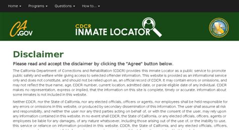 Cdcr Public Inmate Locator Disclaimer