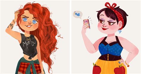 illustrator imagines disney princesses as modern day girls living nowadays demilked
