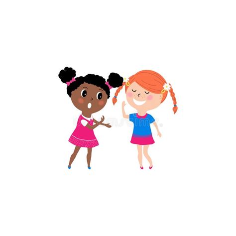 Ilustração Vetorial De Duas Meninas Conversando Desenho Animado