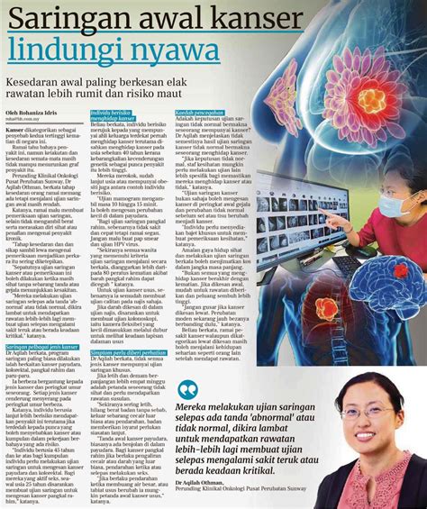 Sunway medical centre sdn bhd. Cancer screening saves lives