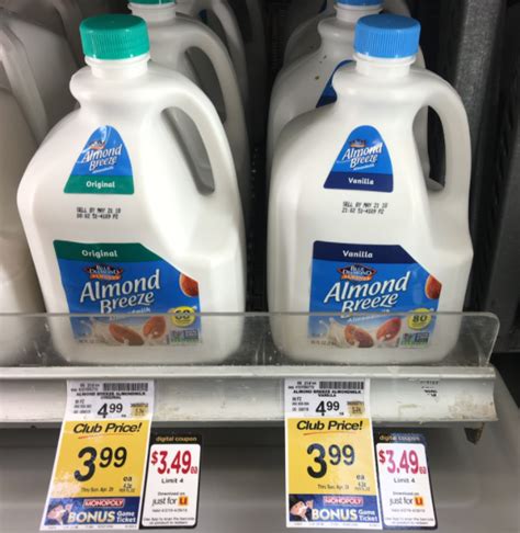 Try our range of snacks and drinks today! Blue Diamond Almond Breeze Almondmilk for $2.49 (96 Ounce ...