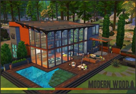 Akisima Sims Blog Modern Wood House • Sims 4 Downloads