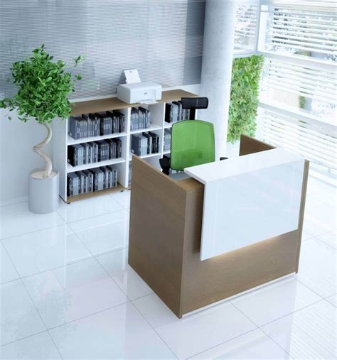 Tera Small Reception Desk Wlight Panel By Mdd Office Furniture