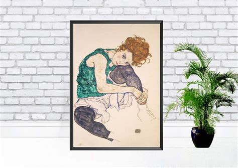 Seated Woman With Bent Knee Egon Schiele Print Fine Art Etsy