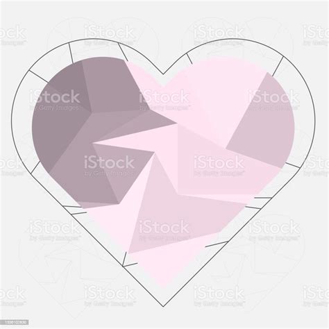Polygon Heart In Pink Color Romantic Background For Valentines Day