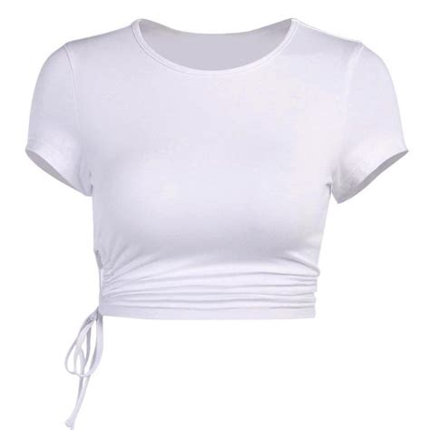 Gen White Tie Up Cropped T Shirt Cropped White Tee Short Sleeve Cropped Tee White Crop Top