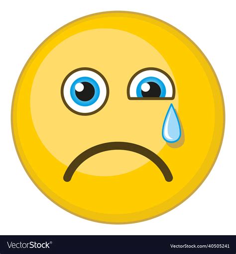 Crying Emoji Sad Round Yellow Face With Tear Vector Image