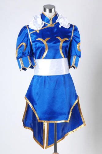 Street Fighter Chun Li Vestido Azul Cosplay Fantasia Sob Medida