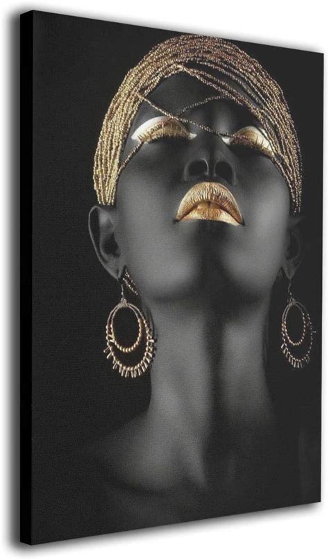 Unkow African American Golden Black Girl Wall Art Print