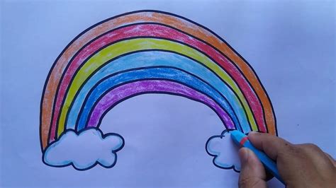 How To Draw And Paint A Rainbow Draw A Rainbow And Clouds Easy With