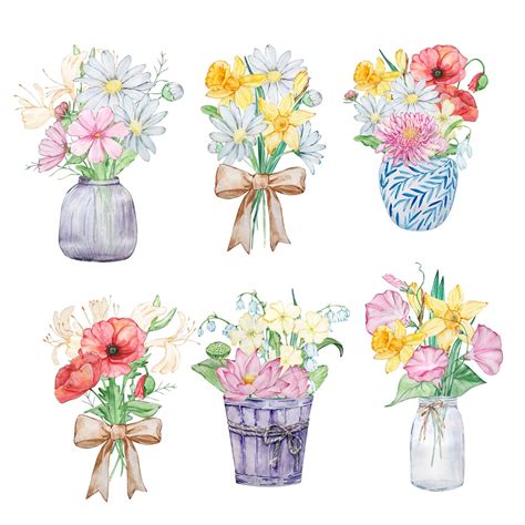 Premium Vector Watercolor Bouquets Of Birth Month Flower Design For