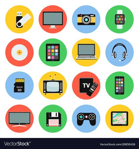 Digital Devices Flat Icons Computer Laptop Vector Image