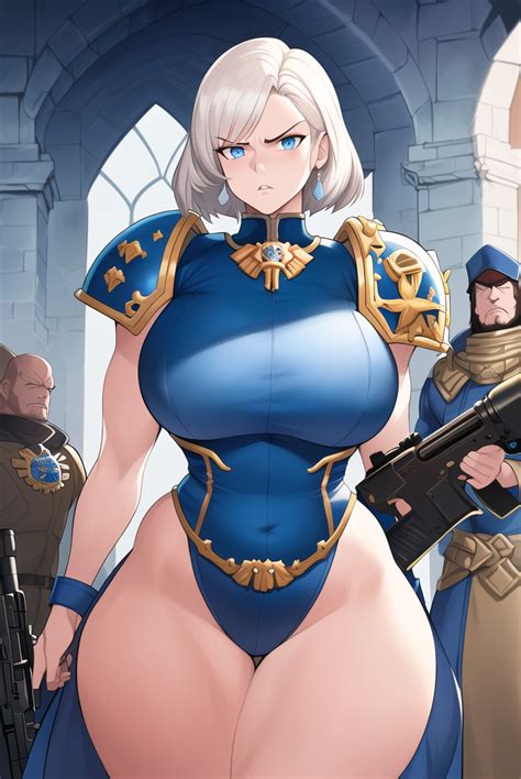 Rule 34 Abs Adepta Sororitas Ai Generated Armor Big Breasts Blue Eyes Breasts Church Dress