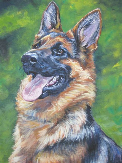 German Shepherd Dog Art Portrait Canvas Print Of La Shepard