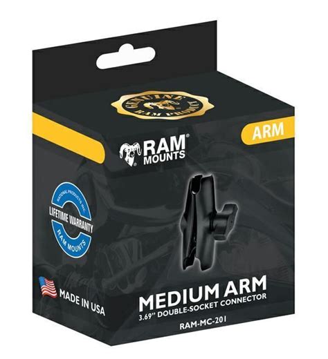 Ram Mount Medium Arm 369 Double Socket Connector New