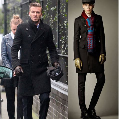 Hot Fashion Long Trench Coat Beckham Men Double Breasted Winter Jackets