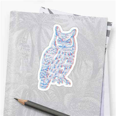 3d Owl Sticker By Coldwash Redbubble