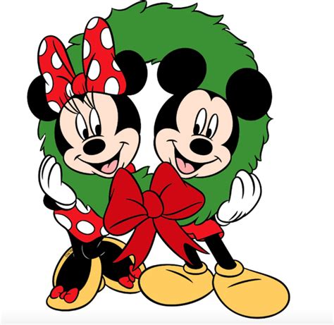 Mickey And Minnie Mouse In Their Christmas Wreath Mickey Y Minnie