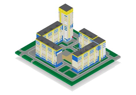Vector Isometric High Rise Building In Urban City Stock Vector