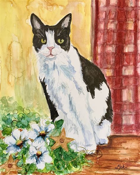 Tuxedo cat have not originated with any particular type of breed, but are a pattern of color you can see in many cat breeds. Watercolor tuxedo house cat Linda Yake Art in 2020 | Art ...