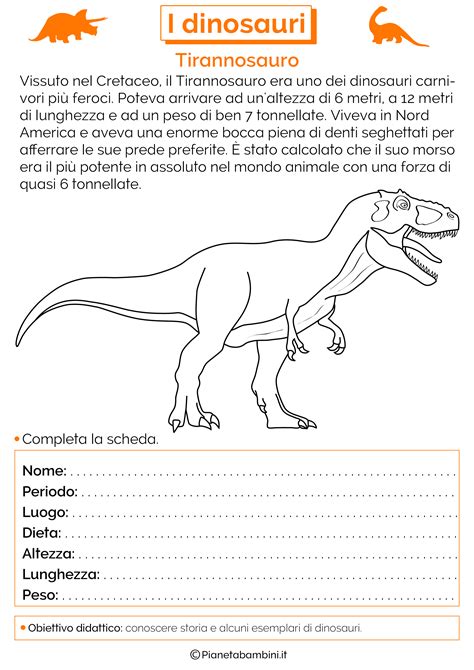 tante schede didattiche dedicate ai dinosauri per bambini della scuola primaria in pdf da