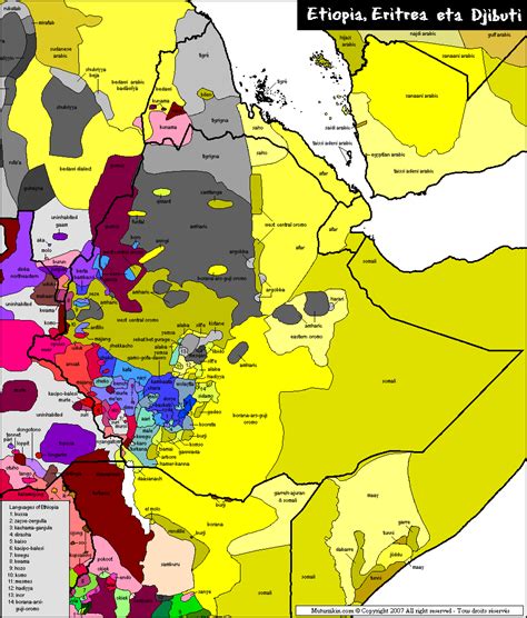Ethiopia Eritrea And Djibouti Linguistic Map