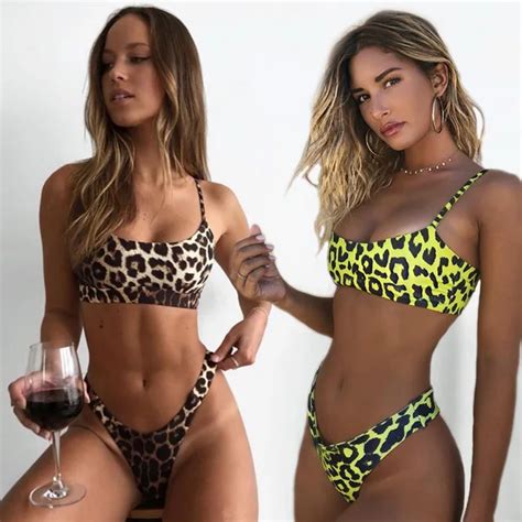 Sexy Leopard Bikinis 2018 Micro Bikini Set Push Up Thong Biquini High Cut Swimwear Women Mini