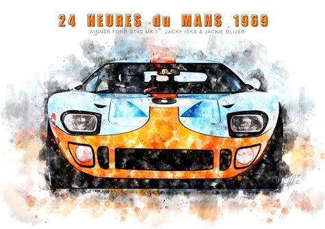 Ford Gt40 Le Mans 1969 Theodor Decker Paintings And Prints Vehicles