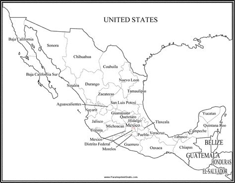 Mapa Con Division Politica De Mexico Con Nombres