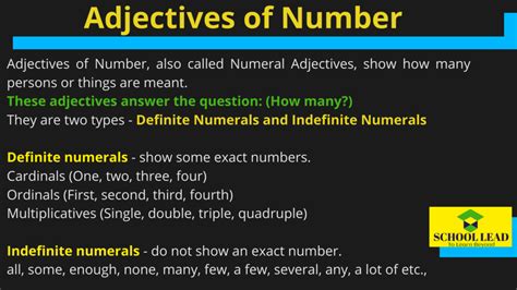 Adjectives Of Number School Lead