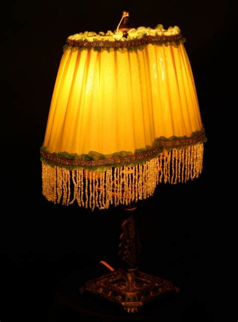 A 1920s Art Deco Cast Iron Table Lamp With Its Original Shade I