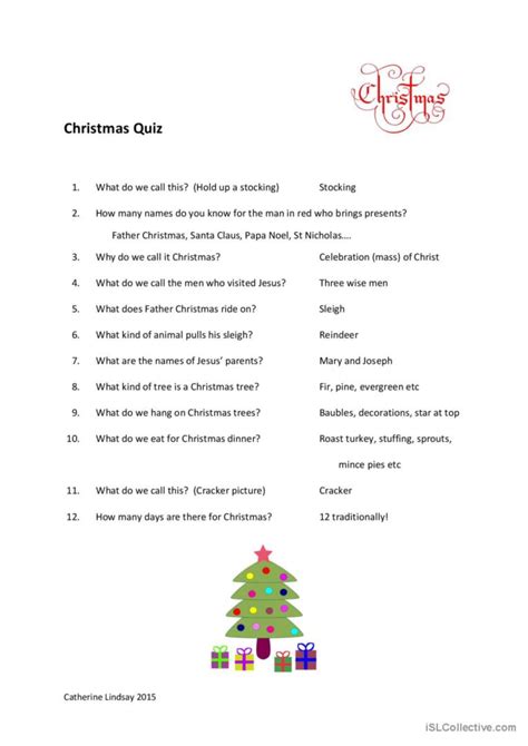Christmas Quiz English Esl Worksheets Pdf And Doc