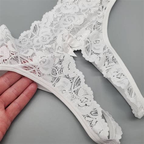 Bridal Lace Crochless Panties Wedding Lingerie White Panties Etsy