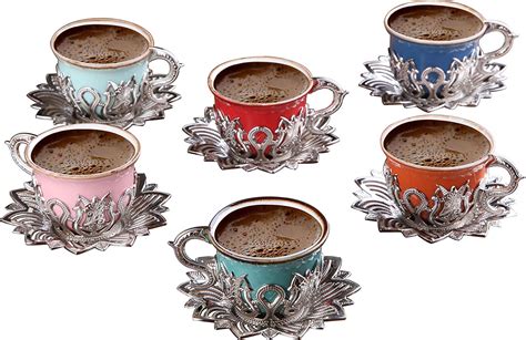 Amazon Com Luxury Porcelain Turkish Coffee Cups Set Of And Saucers