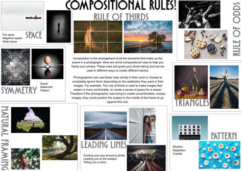 Photography Compositional Rules Examples A3 Sheet Teaching Resources